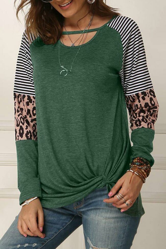 Casual Patchwork Green T-Shirt(5 Colors)