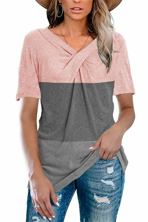 Casual Short-Sleeved T-Shirt With Twisted Neckline