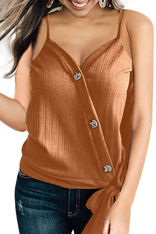 Casual V-Neck Button-Knotted Shirt