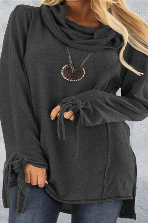 Casual Style Neck Long Sleeve T-Shirt