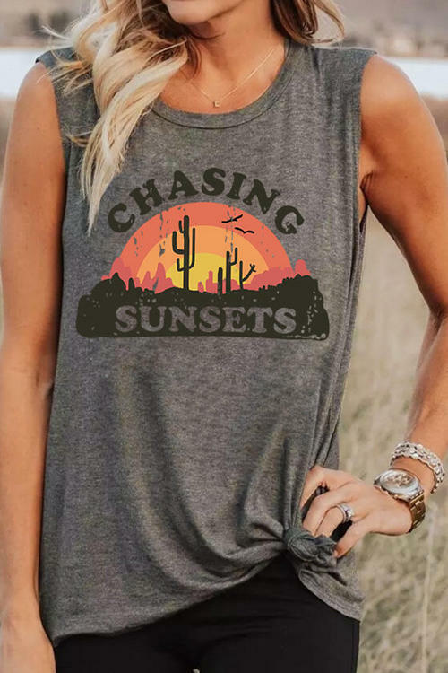 Chasing Sunsets Cactus Printed Tank Top