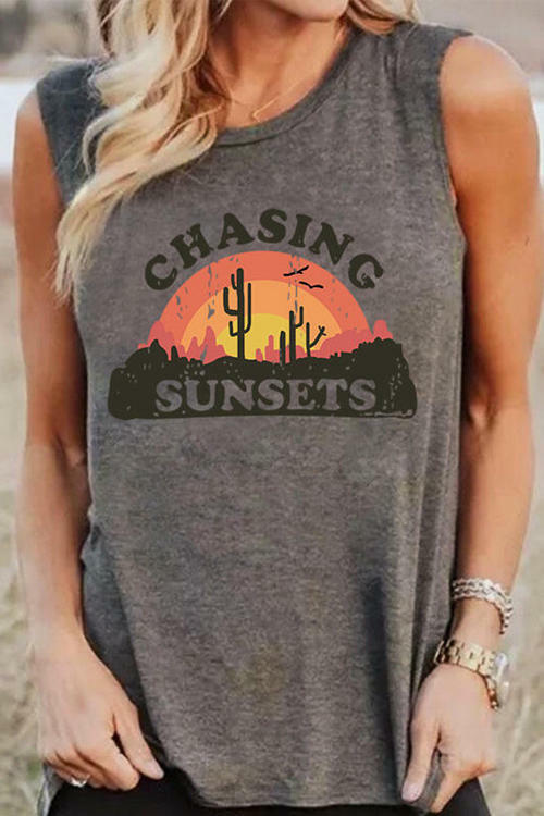 Chasing Sunsets Cactus Printed Tank Top