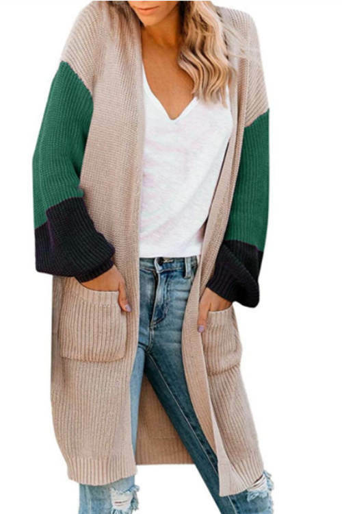 Colorblock Striped Knitted Cardigan