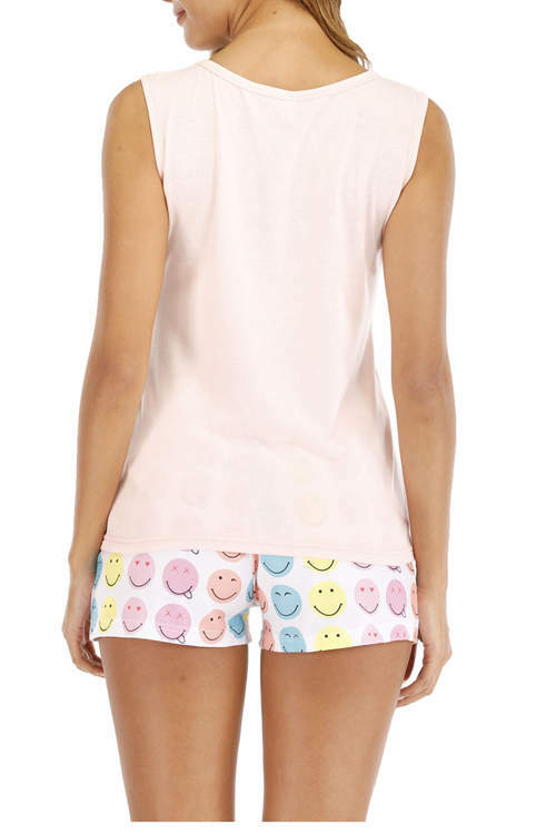 Cute Smiley Printed Short-Sleeved Shorts Pajamas