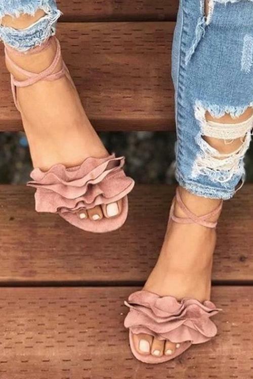 Flower Flat Heel Sandal