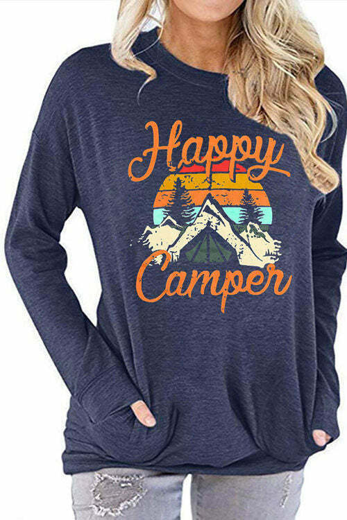 Happy Campen Print Long Sleeve T-Shirt