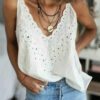 Hollow-Out White Tank Top