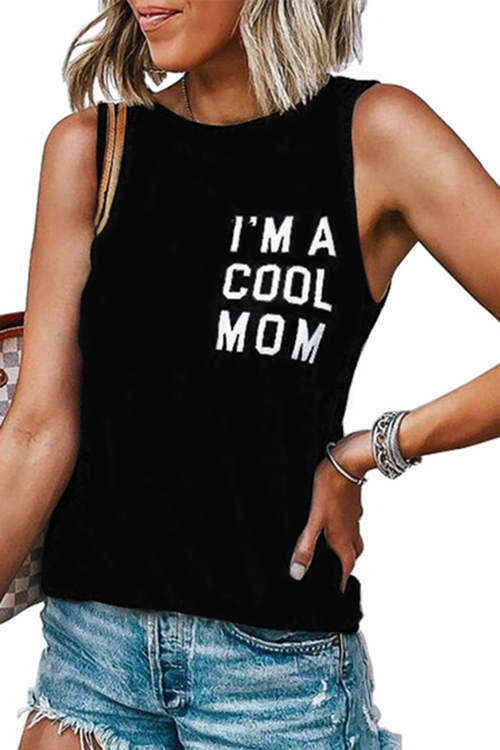 I'M A Cool Mom Printed Casual Tank Top