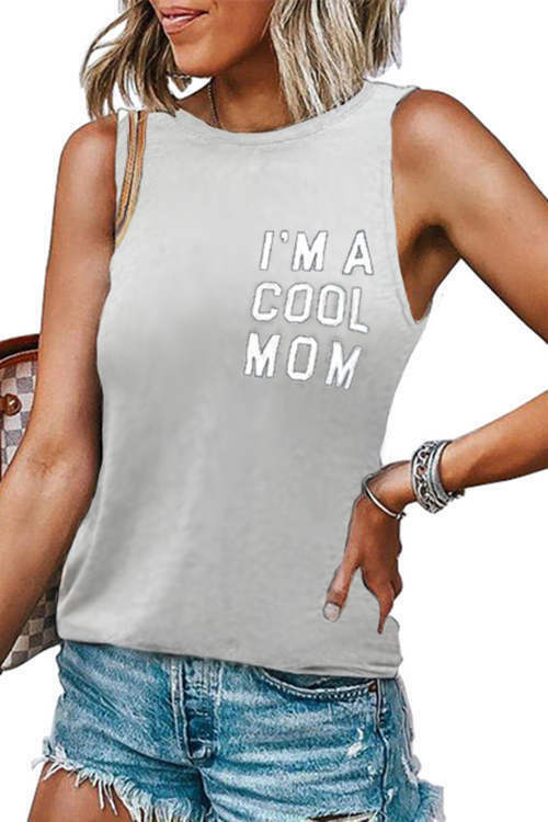 I'M A Cool Mom Printed Casual Tank Top