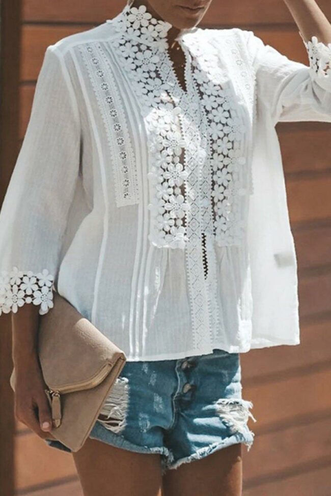 Lace Patchwork White Shirt