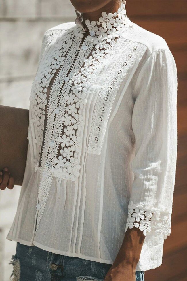 Lace Patchwork White Shirt