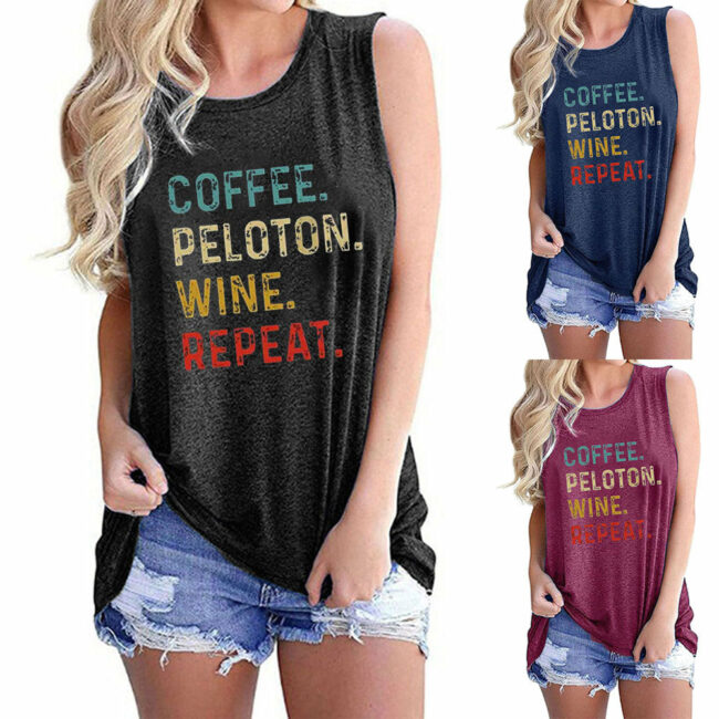 Letter Printed Round Neck T-Shirt Women