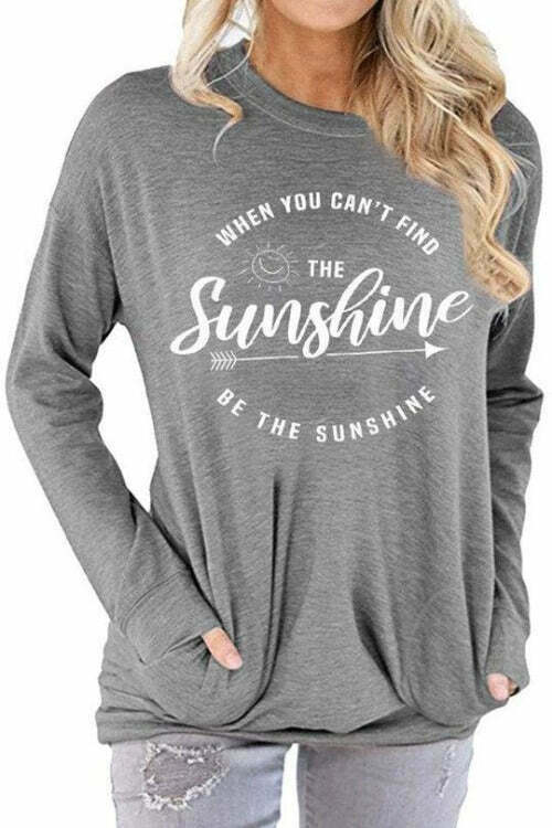 Letter Sunshine Printed Long Sleeve T-shirt