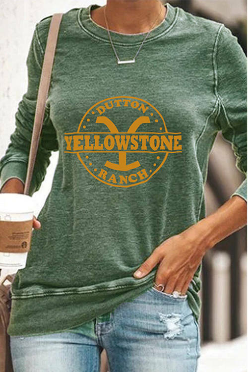 Long Sleeve Casual Yellowstone Print Sweatshirt
