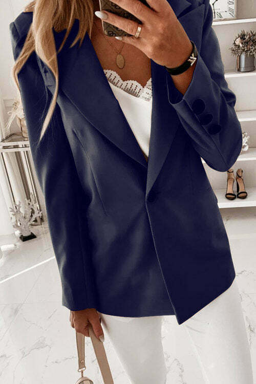 Long Sleeve Solid Color Suit Collar Button Suit Jacket