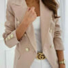 Long-Sleeved Double-Breasted Solid Collar Small Suit