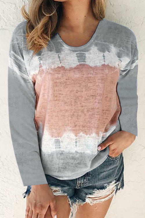 Loose Round Neck Long Sleeve Printed T-Shirt