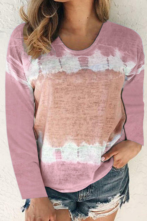 Loose Round Neck Long Sleeve Printed T-Shirt