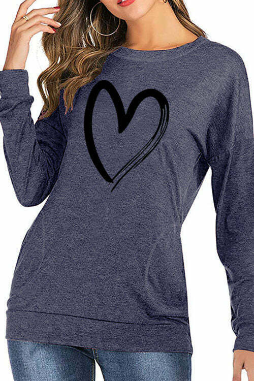 Love Pattern Printed Long-Sleeved Sweatshirt