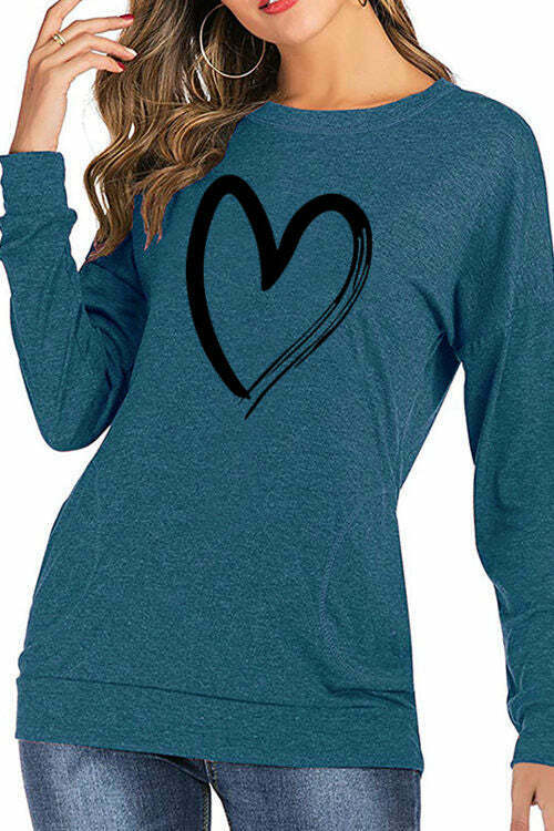 Love Pattern Printed Long-Sleeved Sweatshirt