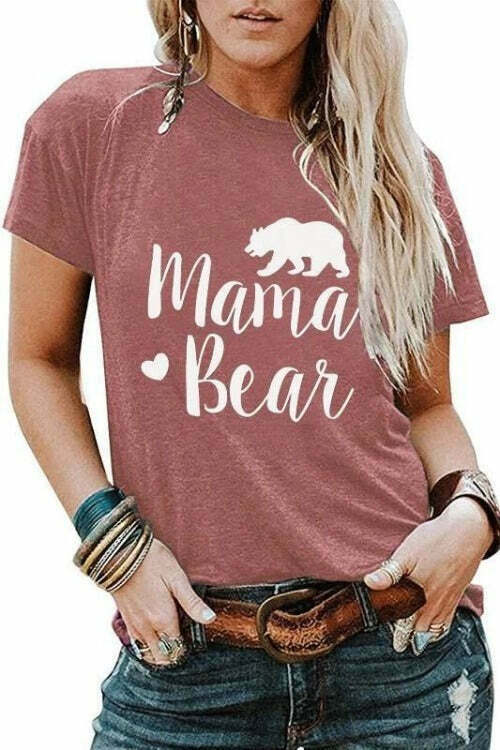 MAMA BEAR Printed Short Sleeve T-shirt