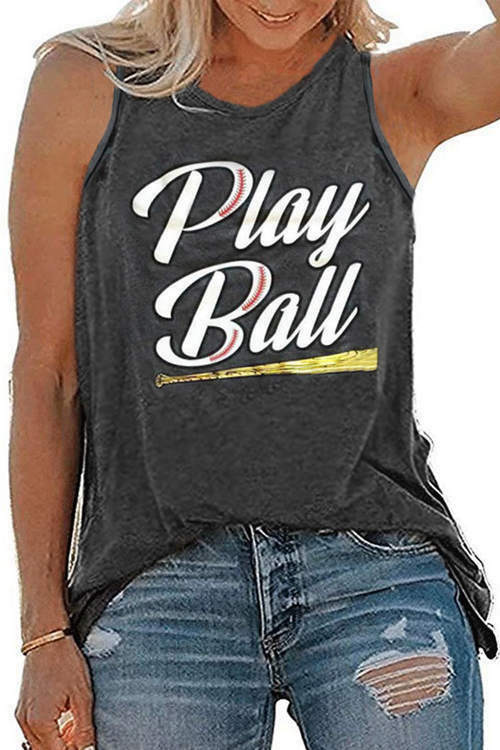 Play Ball Lettered Print Tank Top