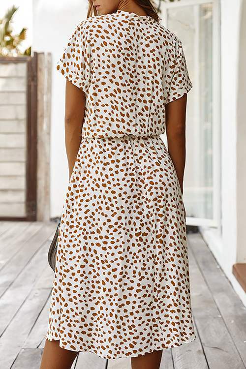 Polka Dot Short-Sleeved Dress