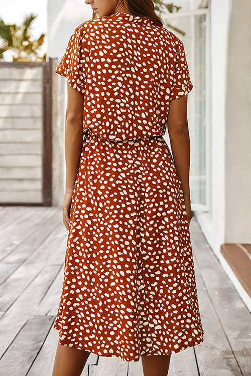 Polka Dot Short-Sleeved Dress
