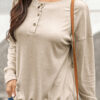 Button Long Sleeve T-shirt Casual Pullover Hoodie