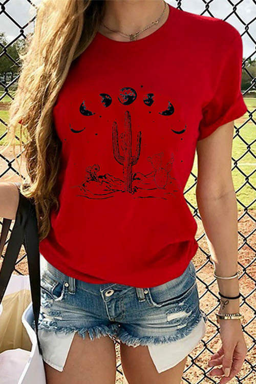 Cactus Print Short Sleeves T-Shirt