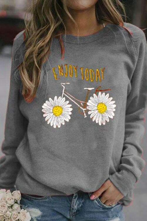 Printed Long Sleeve Round Neck T-Shirt