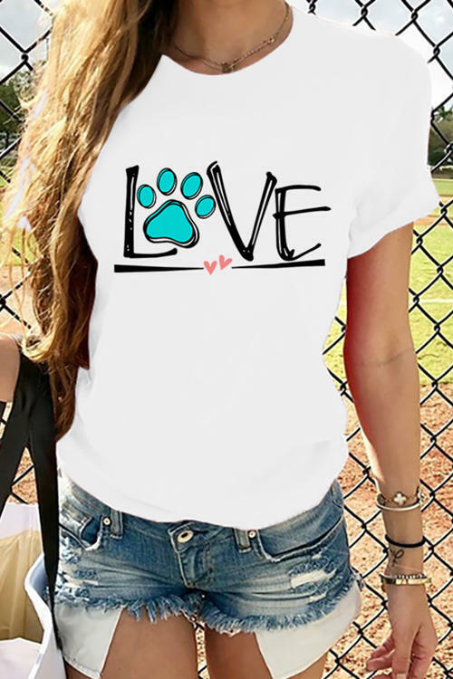 Printed Love Dog PAWS T-Shirt