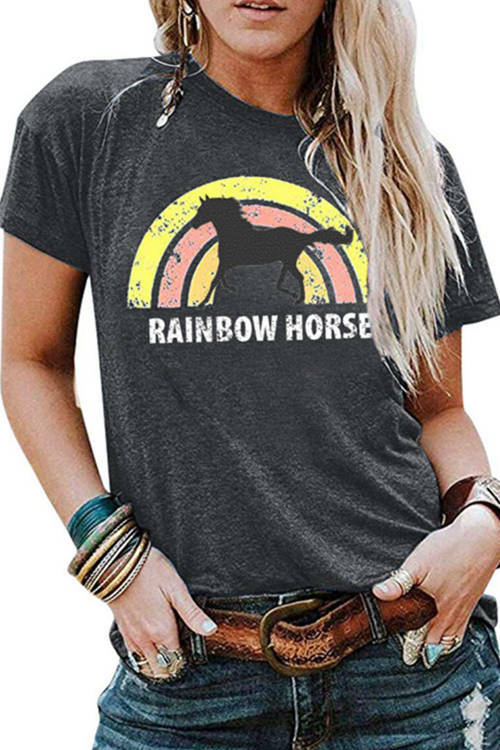 Printed Rainbow Pony Short Sleeve T-Shirt