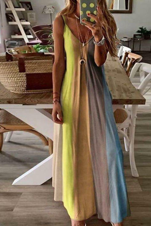 Rainbow Print Halter Dress