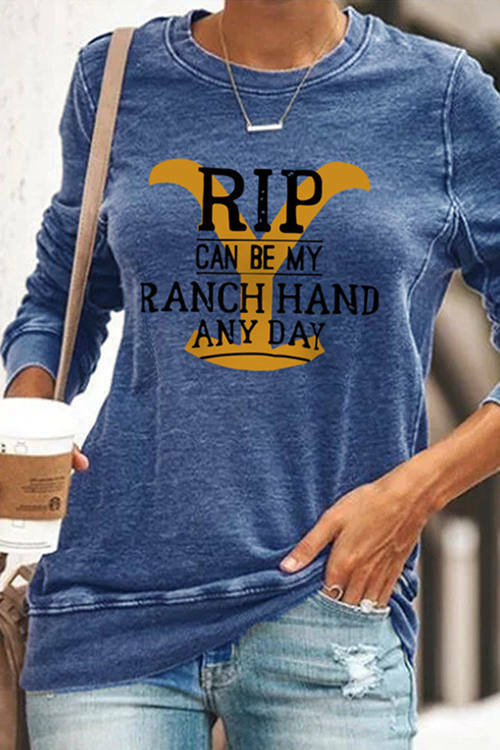 Round Neck Long Sleeve Casual Ranch Printed sweashirt