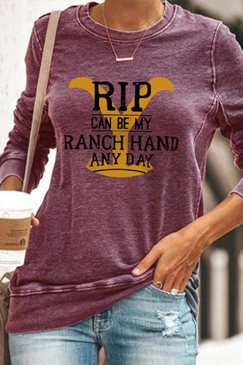 Round Neck Long Sleeve Casual Ranch Printed sweashirt