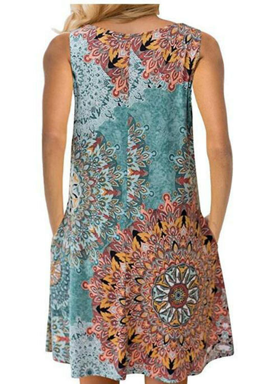 Sleeveless Patchwork Print Dress