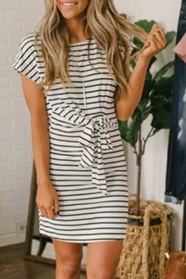 Striped Knee Length Mini Dress