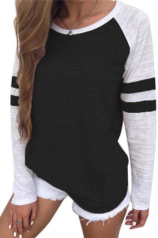 Striped Patchwork Long-Sleeve T-Shirt