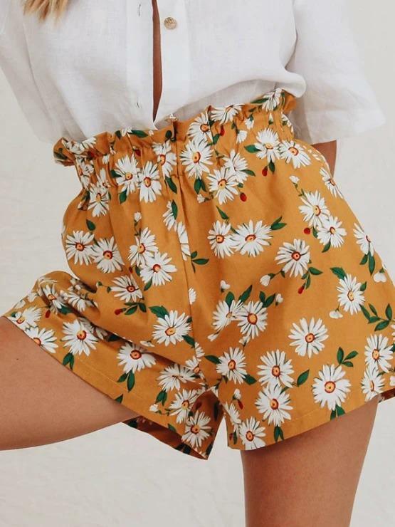 Sunflower Cotton-Blend Casual Women Shorts
