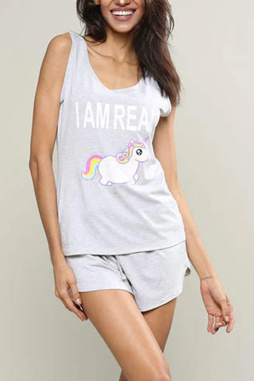 Summer Unicorn Print Pajamas