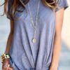 Twisted Front Blouse Solid T-Shirt