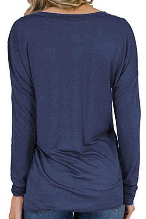 V-Neck Pocket Long Sleeve T-Shirt