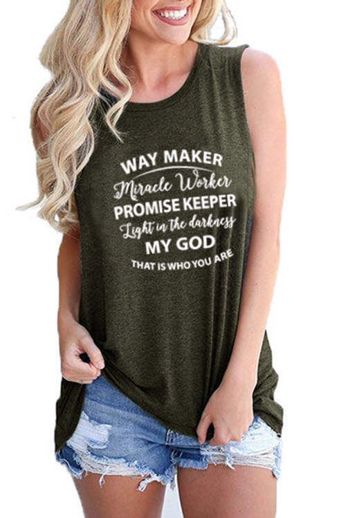 WAY MAKER Letters Loose Casual Tank Top