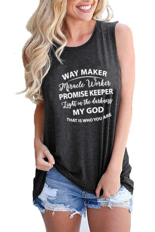 WAY MAKER Letters Loose Casual Tank Top