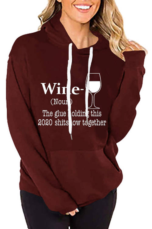 Wine Letter Wine Glass Print Hoodie