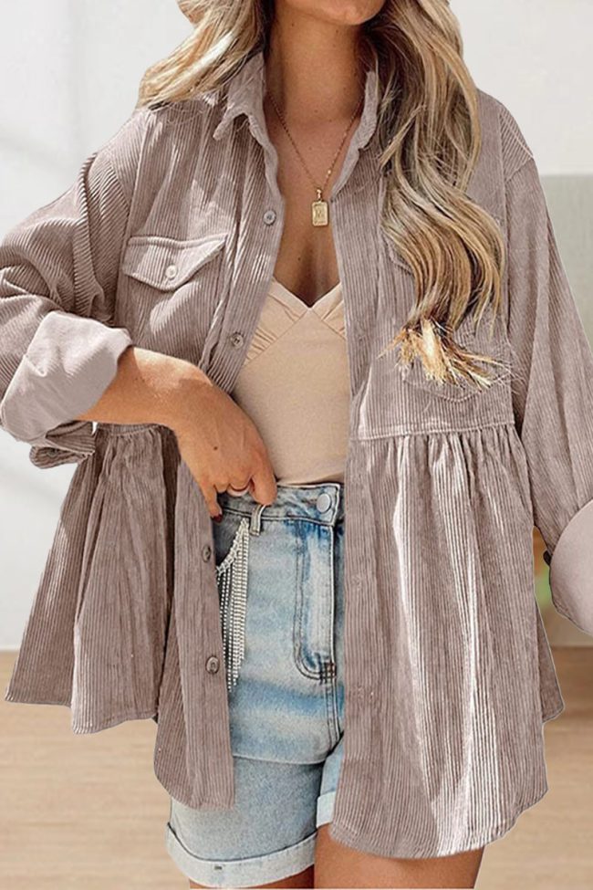 Casual Solid Solid Color Turndown Collar Tops