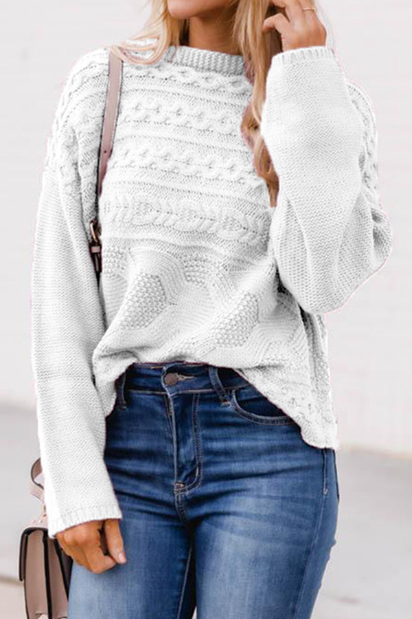 Casual Solid Split Joint Basic O Neck Tops Sweater