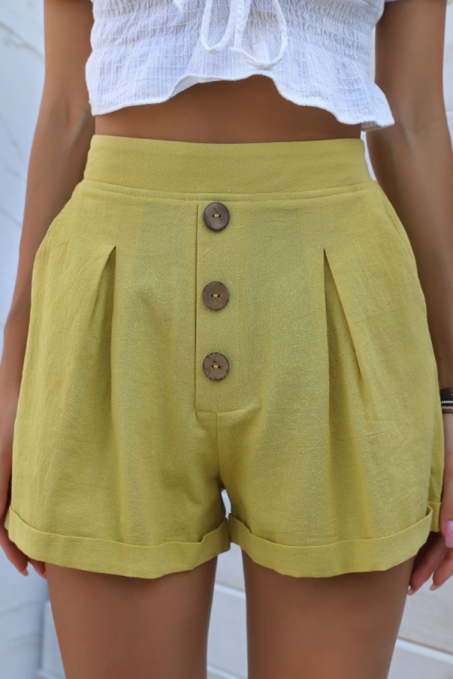 Casual Solid Split Joint Buttons Loose Wide Leg Solid Color Bottoms