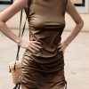 Casual Street Solid Tassel Draw String O Neck Wrapped Skirt Dresses
